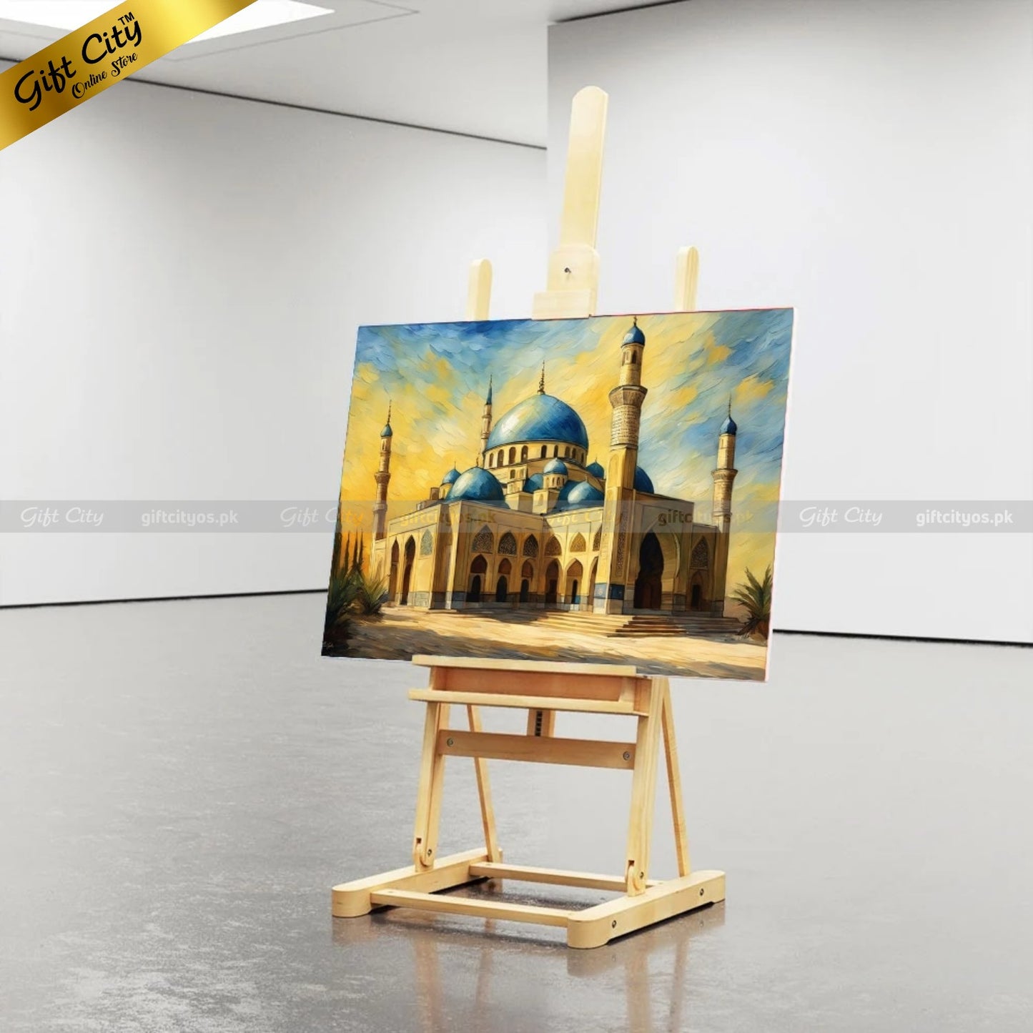Gift City Presents UV Printed Oil Painting Canvas | Multiple Sizes Available | Elegant Mosque Wall Art for Home & Office Wall Hanging