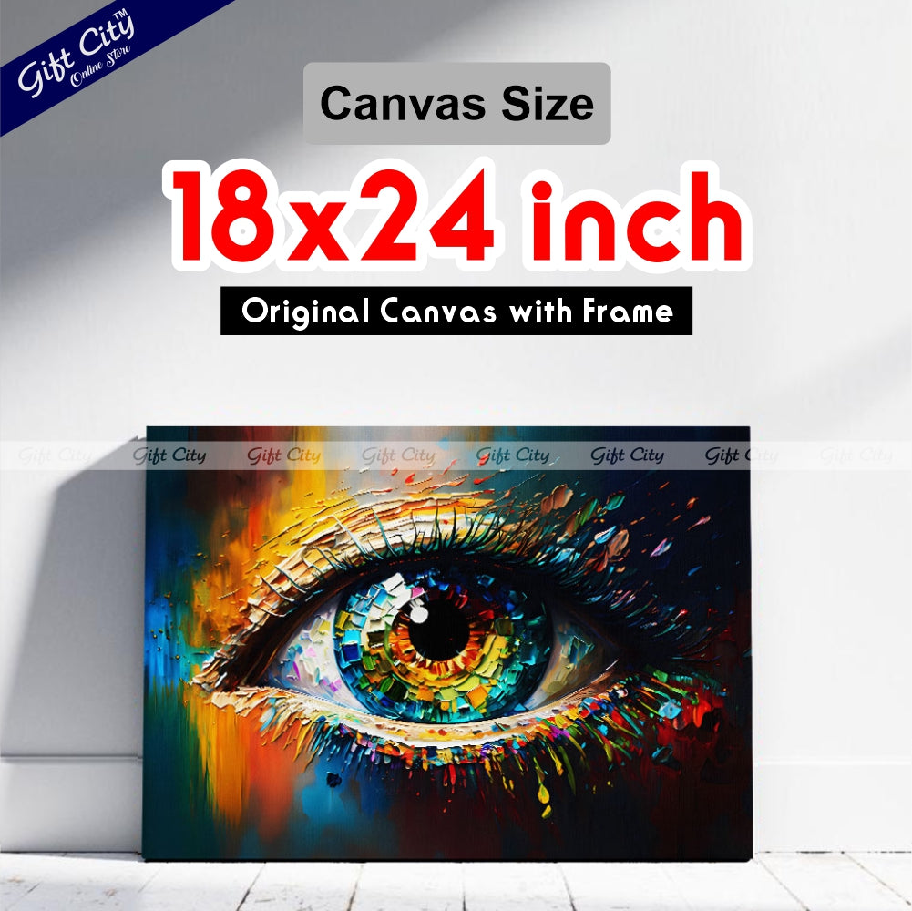 Gift City Presents the Beauty of Abstract Eye Art with This Multicolored Oil Painting Canvas – A Stunning Conceptual Closeup of Artistic Detail and Expression Wall Hanging
