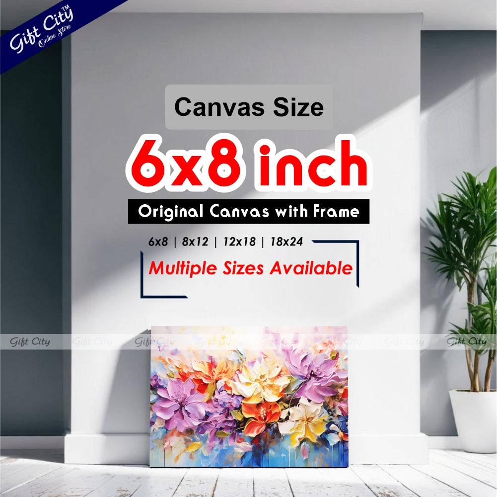 Gift City Presents A Masterpiece of Vibrant Floral Art Stunning Oil Painting Canvas Featuring Abstract Blooms, Rich Textures, and a Symphony of Colors and Light Wall Hanging