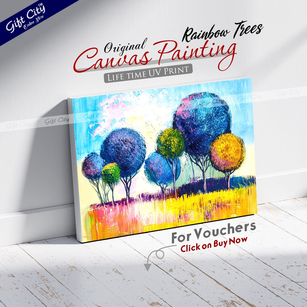 Abstract Rainbow Trees Painting - Gift City