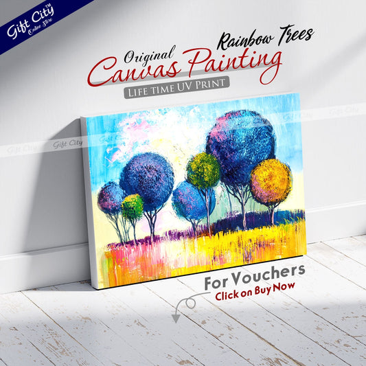 Abstract Rainbow Trees Painting - Gift City