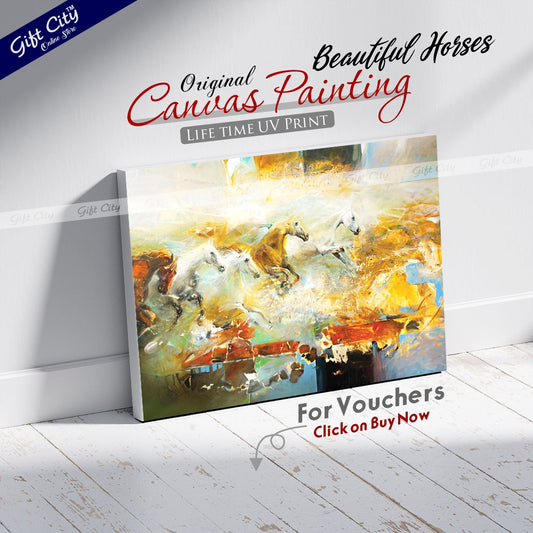Beautiful Art Of Horses Canvas Painting Digital Art for Home Décor - Gift City