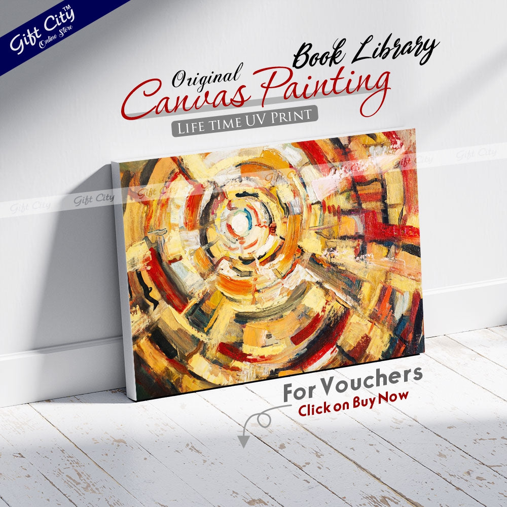 Book Library Abstract Canvas Painting - Gift City
