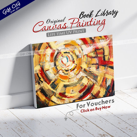 Book Library Abstract Canvas Painting - Gift City