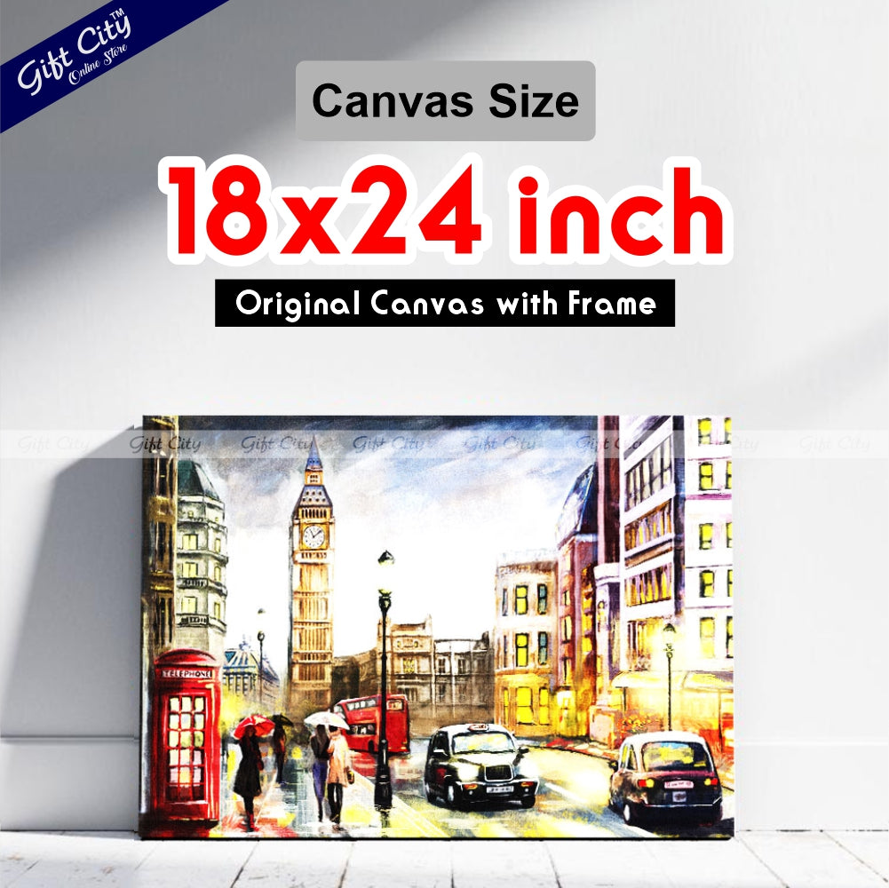 City Road View Canvas Painting Digital Art for Home Decor - Gift City