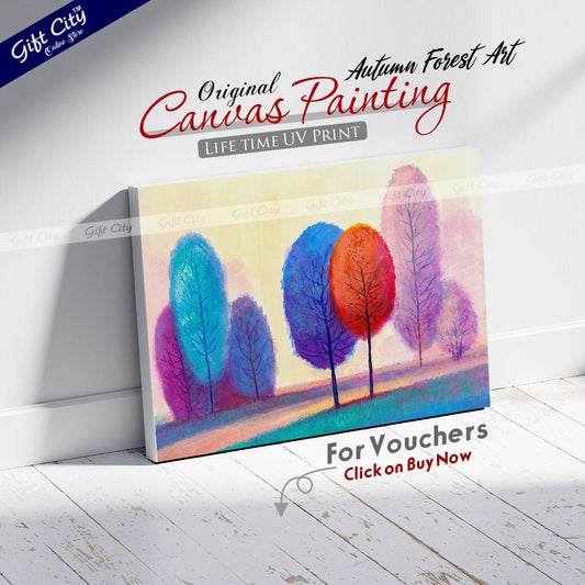 Colorful Autumn Forest Abstract Art Canvas Painting - Gift City