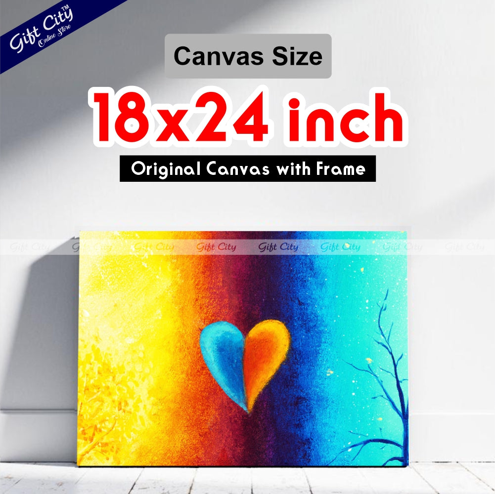 Colorful Heart Abstract Art Canvas Painting Digital Art for Home Décor - Gift City
