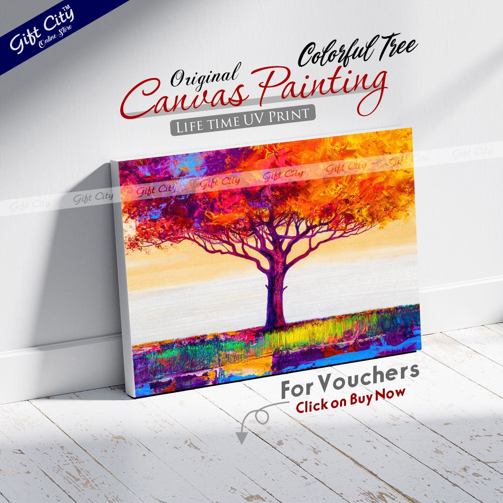 Colorful Abstract Tree Canvas Painting - Gift City