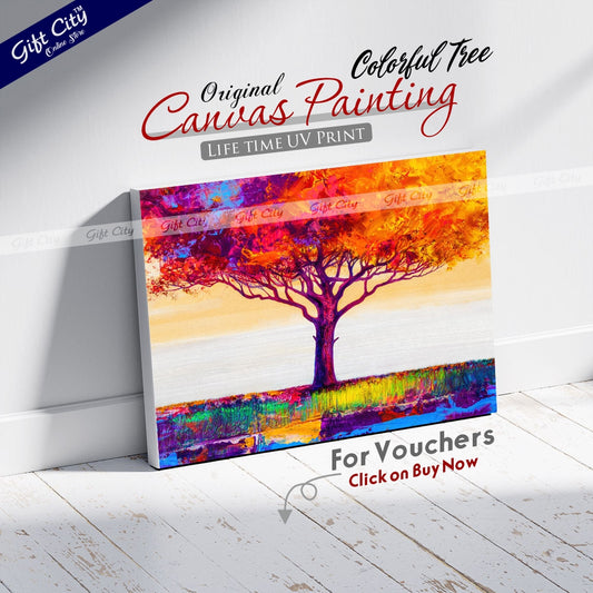 Colorful Abstract Tree Canvas Painting - Gift City