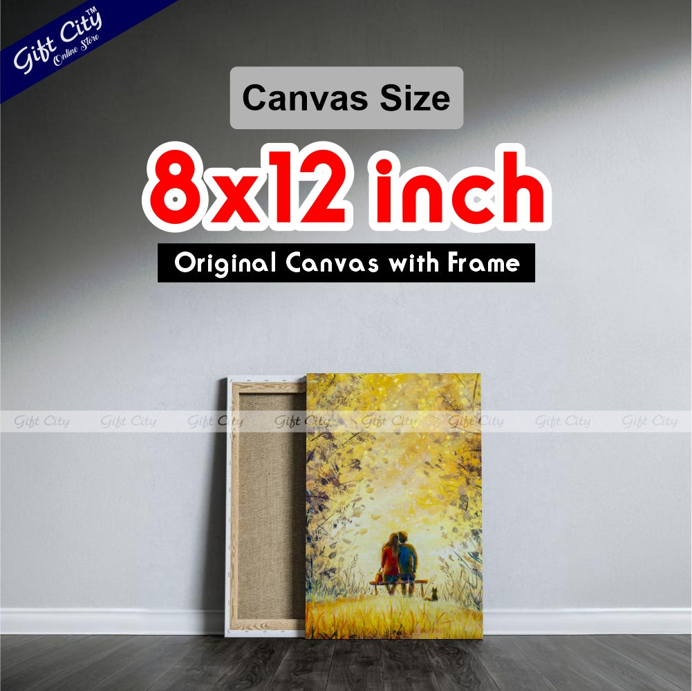Couple In Park Palette Knife Art Canvas Painting Digital Art for Home Décor - Gift City