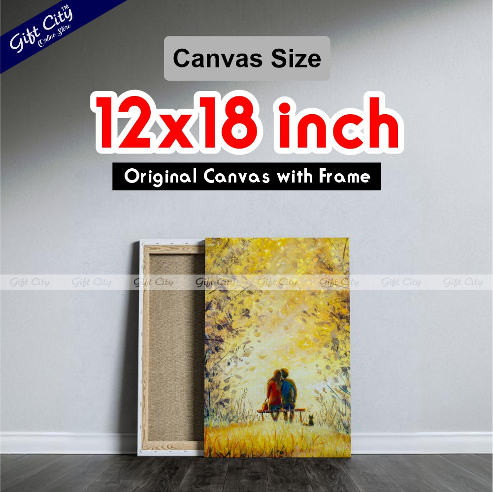 Couple In Park Palette Knife Art Canvas Painting Digital Art for Home Décor - Gift City