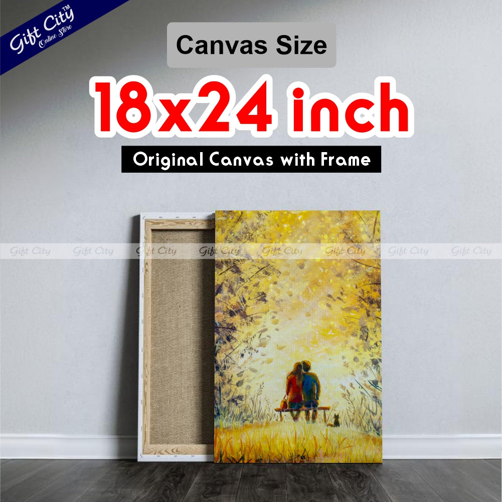 Couple In Park Palette Knife Art Canvas Painting Digital Art for Home Décor - Gift City