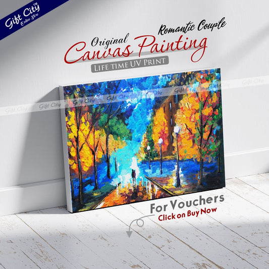Couple Romantic Palette Knife Art Canvas Painting Digital Art for Home Décor - Gift City
