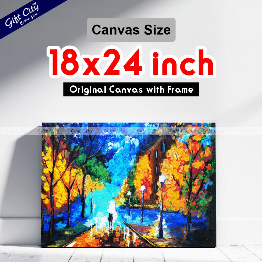 Couple Romantic Palette Knife Art Canvas Painting Digital Art for Home Décor - Gift City
