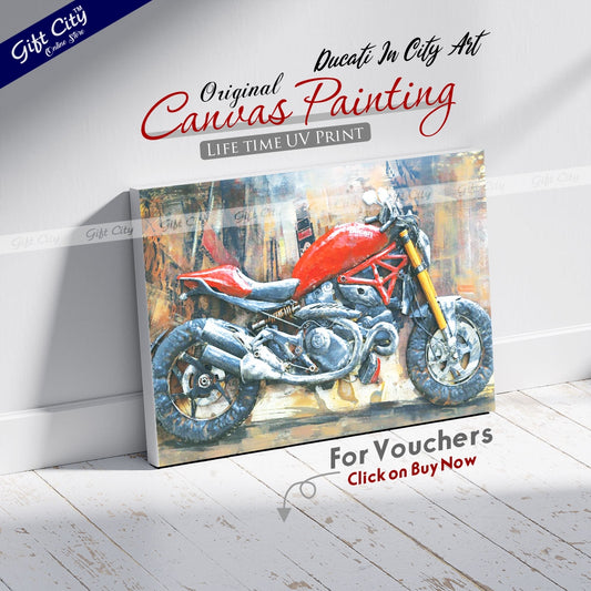 Ducati In City Art Canvas Painting Digital Art for Home Décor - Gift City