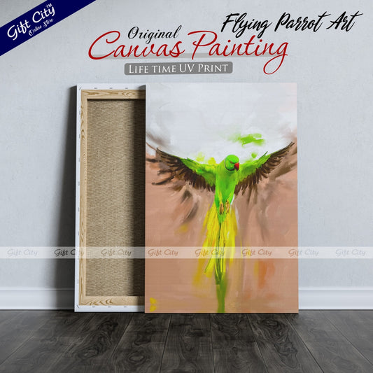 Flying Parrot Art Canvas Painting - Gift City
