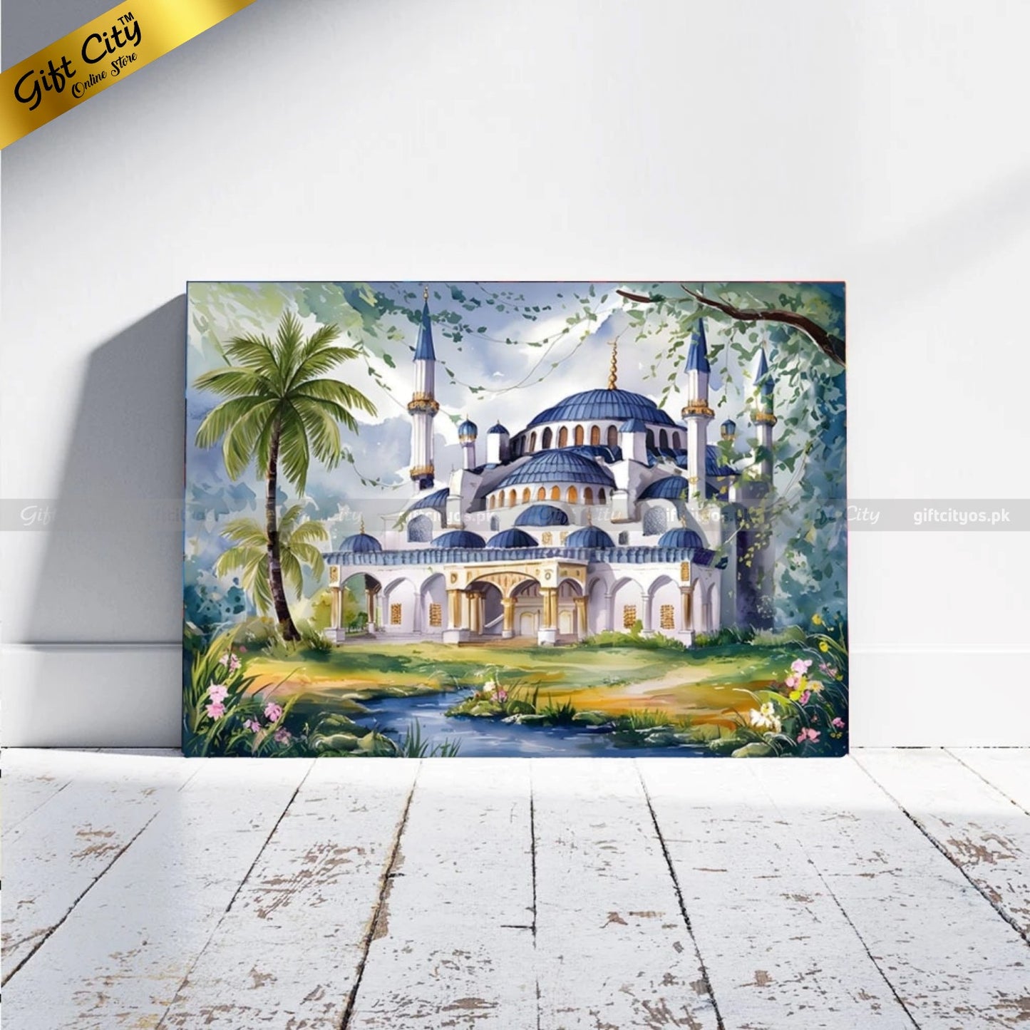 Gift City Presents Grand Islamic Mosque Wall Art | Ottoman Architecture | Blue Dome | Elegant Decor | Multiple Sizes Wall Hanging