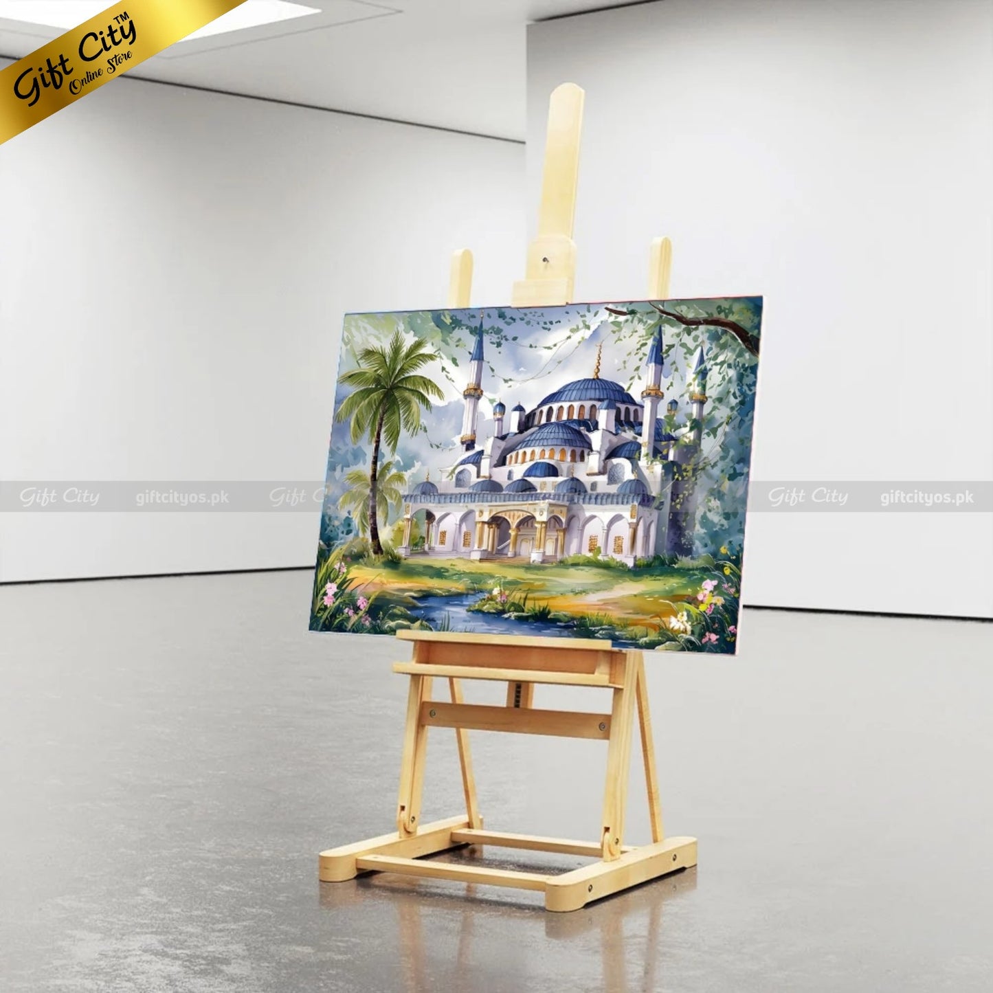 Gift City Presents Grand Islamic Mosque Wall Art | Ottoman Architecture | Blue Dome | Elegant Decor | Multiple Sizes Wall Hanging