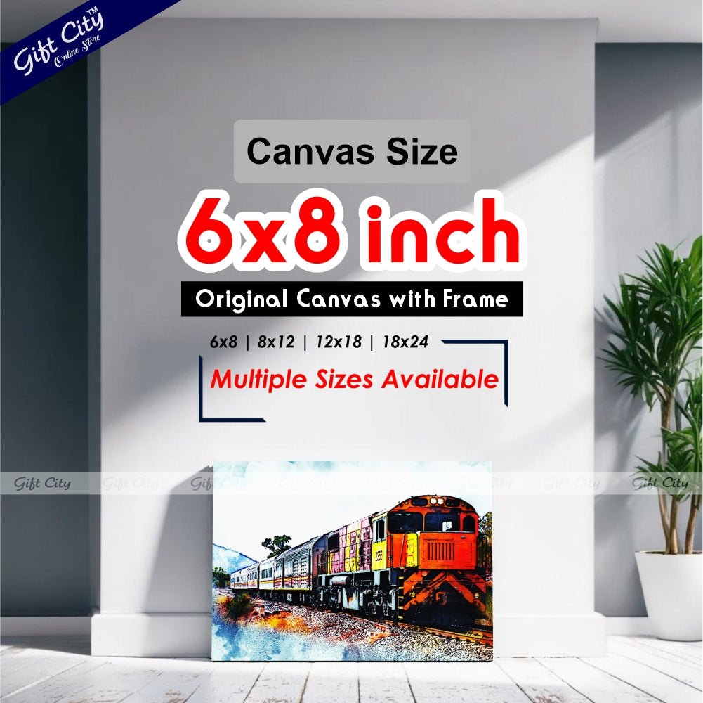 Happy Journey in Train Art Canvas Painting - Gift City