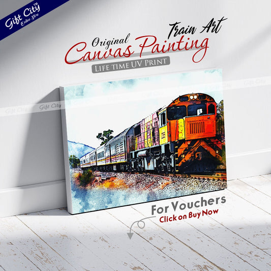 Happy Journey in Train Art Canvas Painting - Gift City