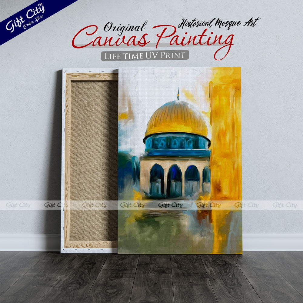 Historical Masjid Aqsa Art Islamic Canvas Wall Hanging Painting Digital Art for Home Décor - Gift City