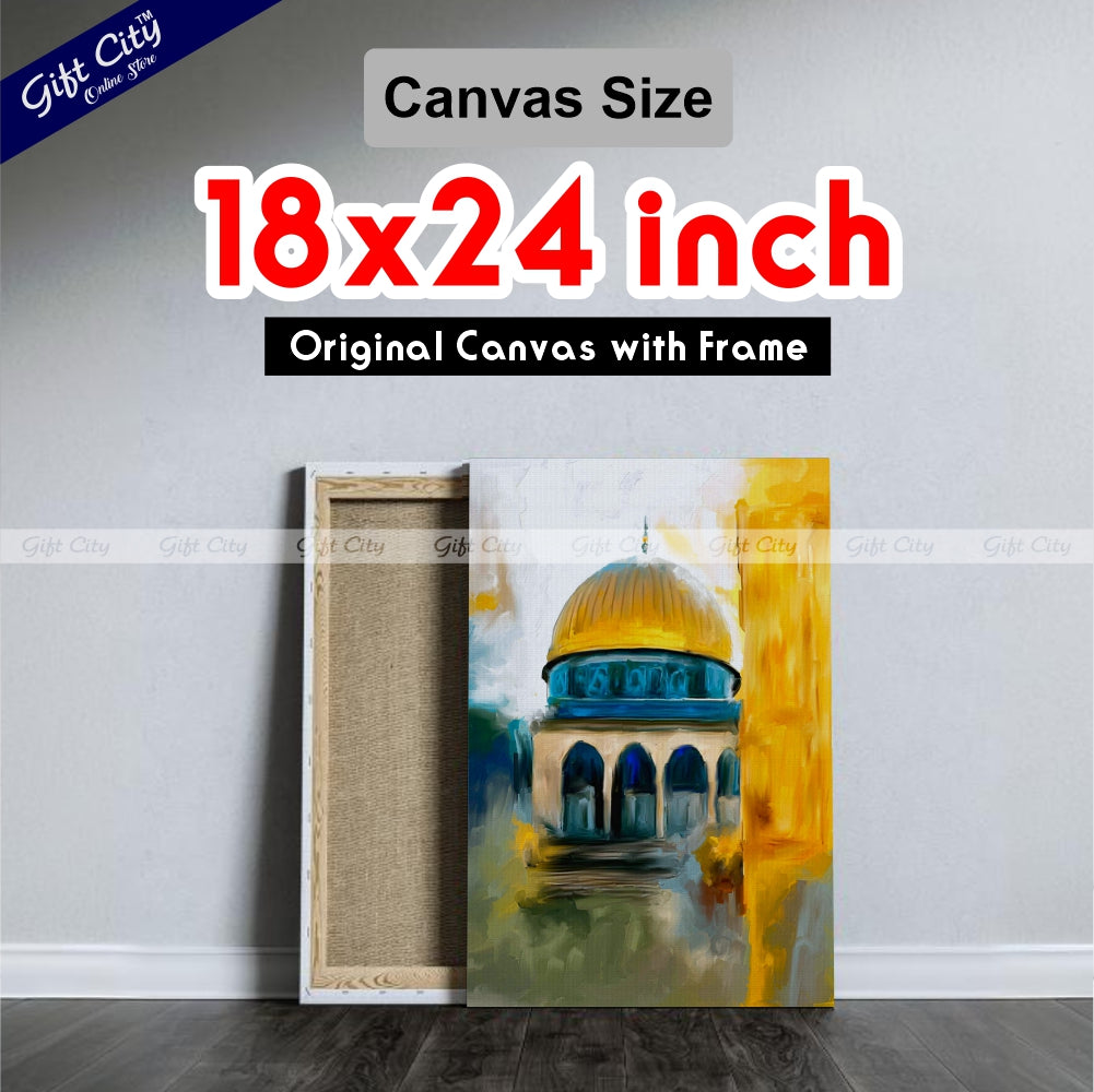Historical Masjid Aqsa Art Islamic Canvas Wall Hanging Painting Digital Art for Home Décor - Gift City