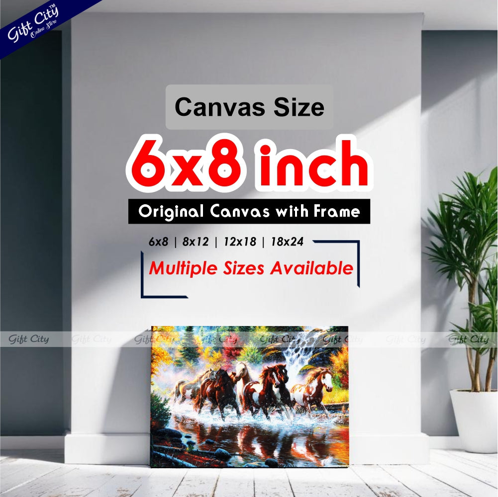 Horse Running in Waterfall Canvas Painting - Gift City