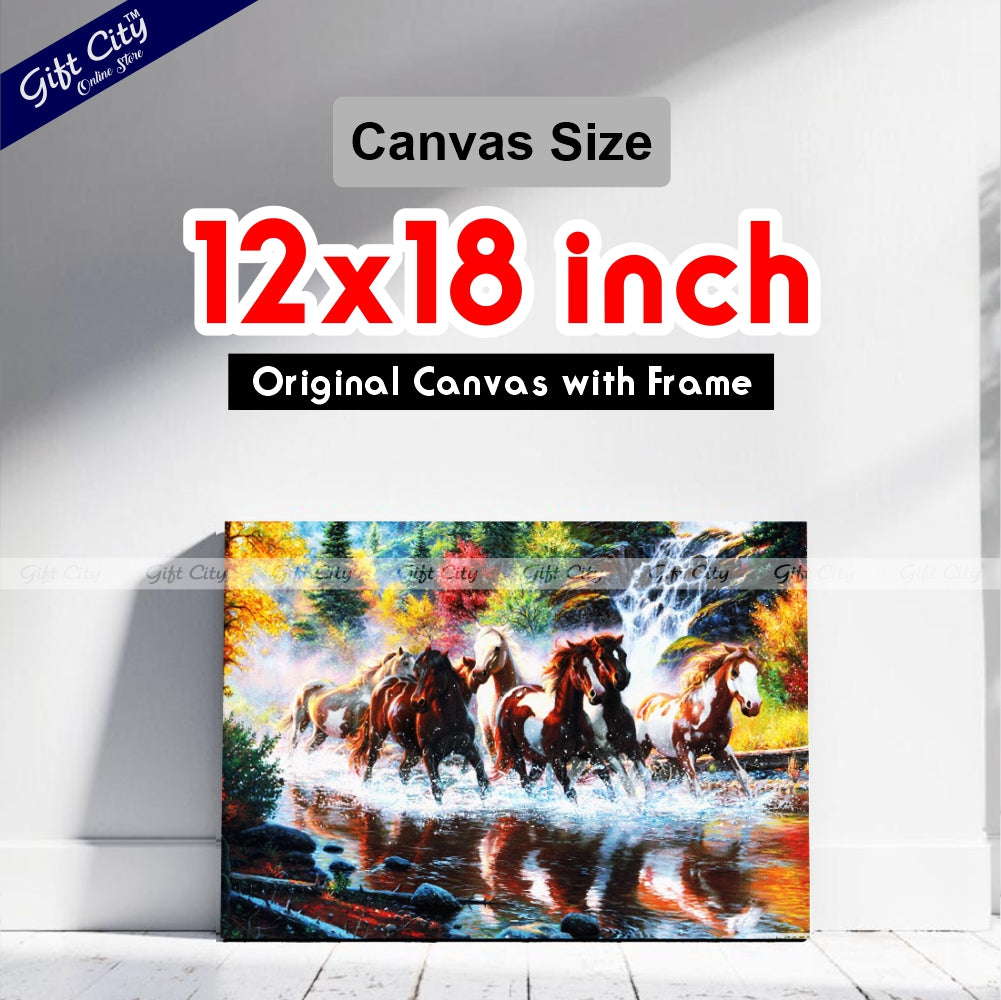 Horse Running in Waterfall Canvas Painting - Gift City