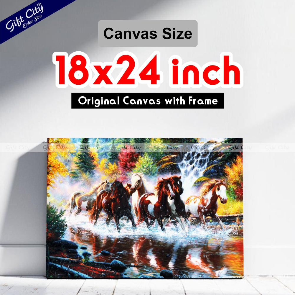Horse Running in Waterfall Canvas Painting - Gift City