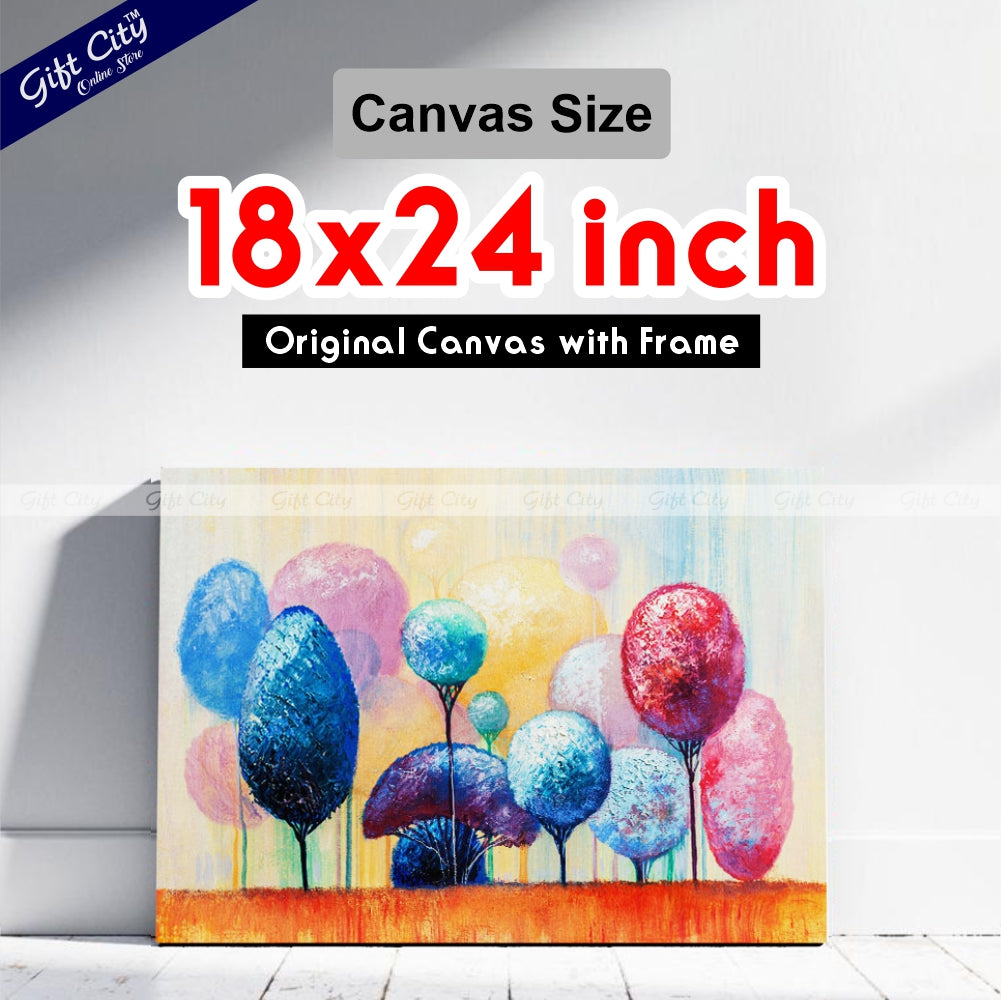 Ornamental Trees in Park Abstract Canvas Painting - Gift City