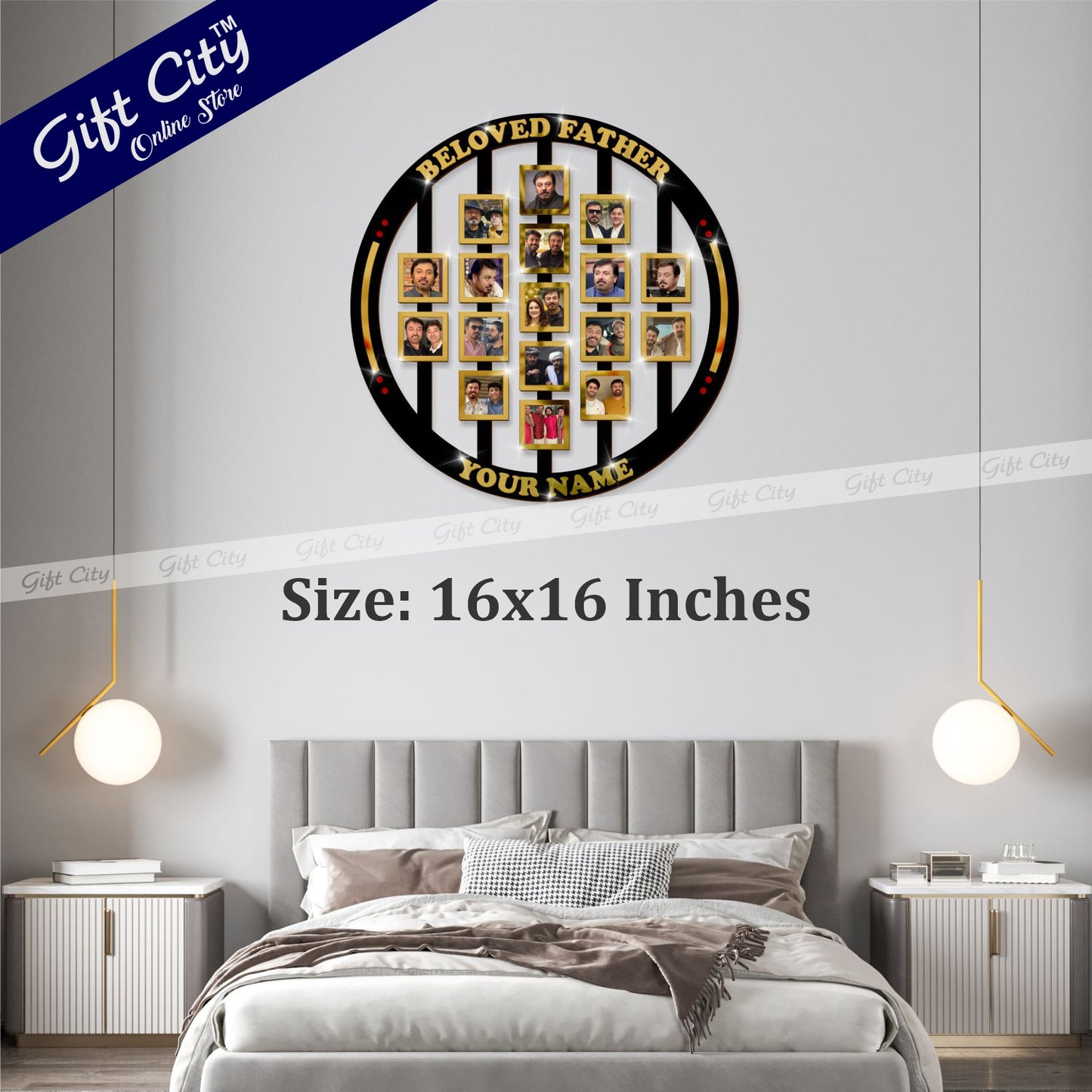 Gift City Presents Personalized Father's Day Gift: Custom Photo Ring Frame for Beloved Dad | Memorial Keepsake, Tribute, and Unique Memory Display