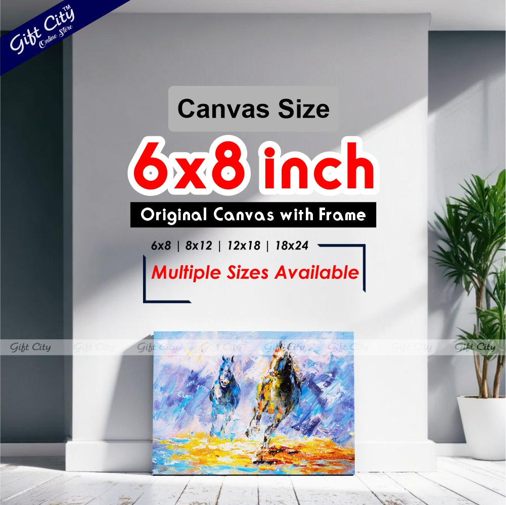 Running Horses Canvas Painting Wall Hanging - Gift City