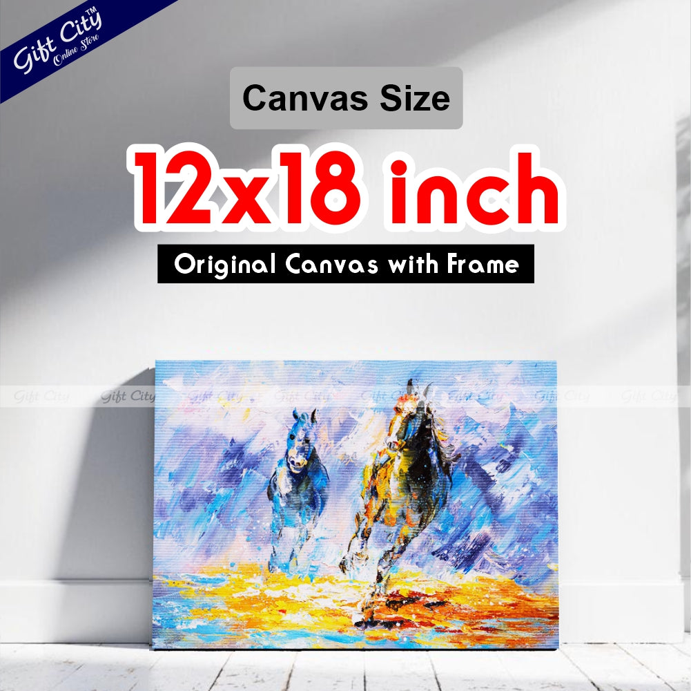Running Horses Canvas Painting Wall Hanging - Gift City