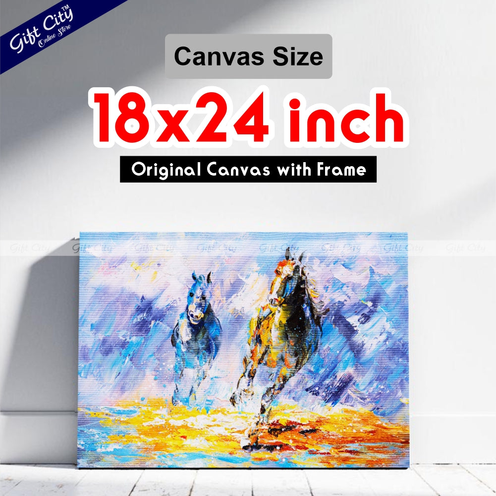 Running Horses Canvas Painting Wall Hanging - Gift City