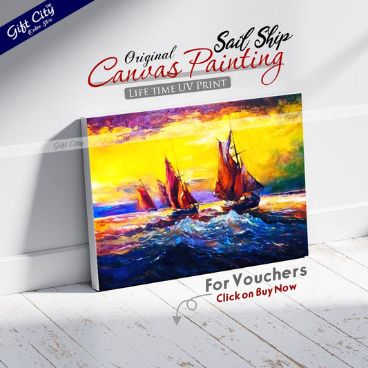 Sail Ship Canvas Painting Wall Hanging - Gift City