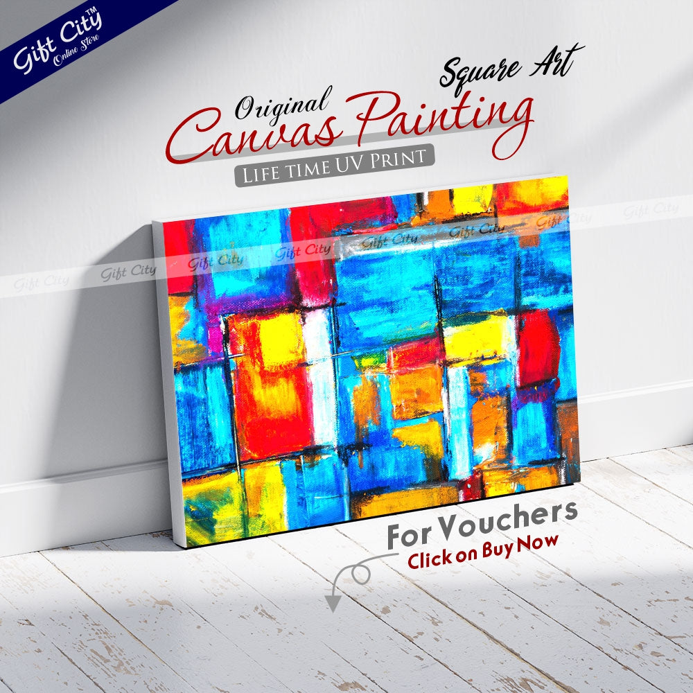 Acrylic Square Abstract Art Canvas Painting - Gift City