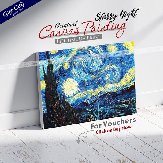 Starry Night Canvas Painting Wall Hanging Wall Hanging- Gift City