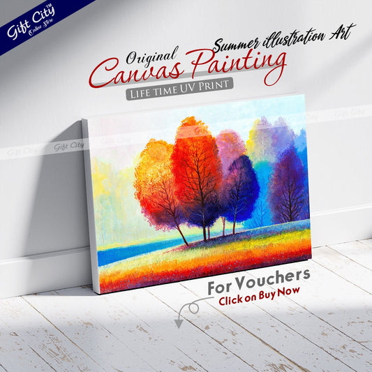 Summer illustration Abstract Art Canvas Painting Wall Hanging - Gift City