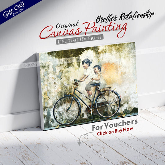 Two Brother Relationship Happiness Canvas Painting Wall Hanging - Gift City