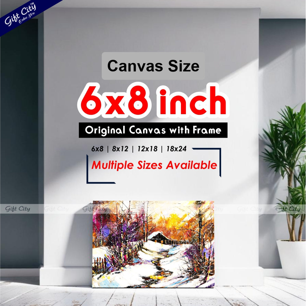 Winter Snow Falling in Jungle Canvas Painting Wall Hanging - Gift City