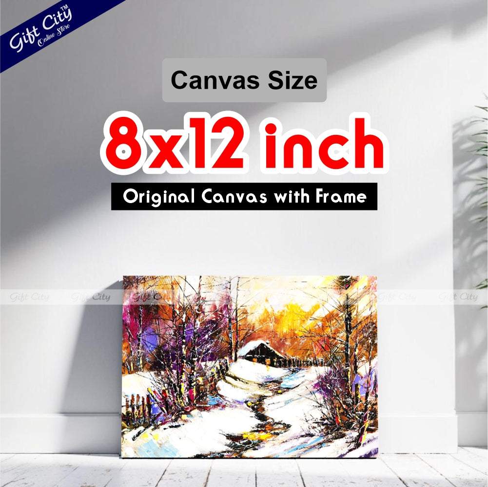 Winter Snow Falling in Jungle Canvas Painting Wall Hanging - Gift City
