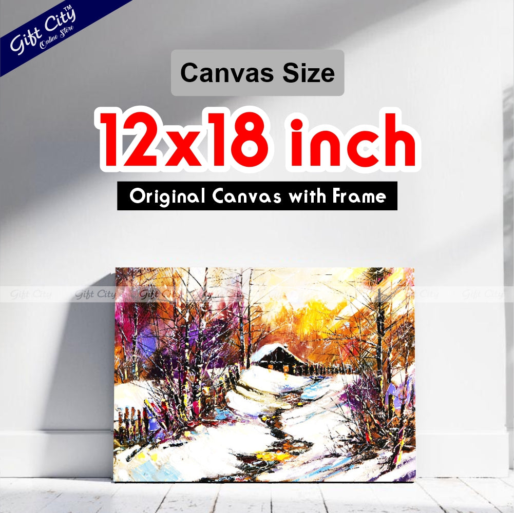 Winter Snow Falling in Jungle Canvas Painting Wall Hanging - Gift City