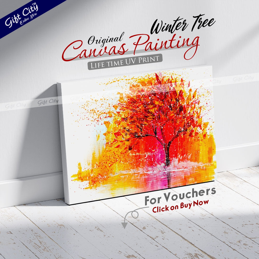 Winter Tree Abstract Art Canvas Painting Digital Art for Home Décor Wall Hanging - Gift City