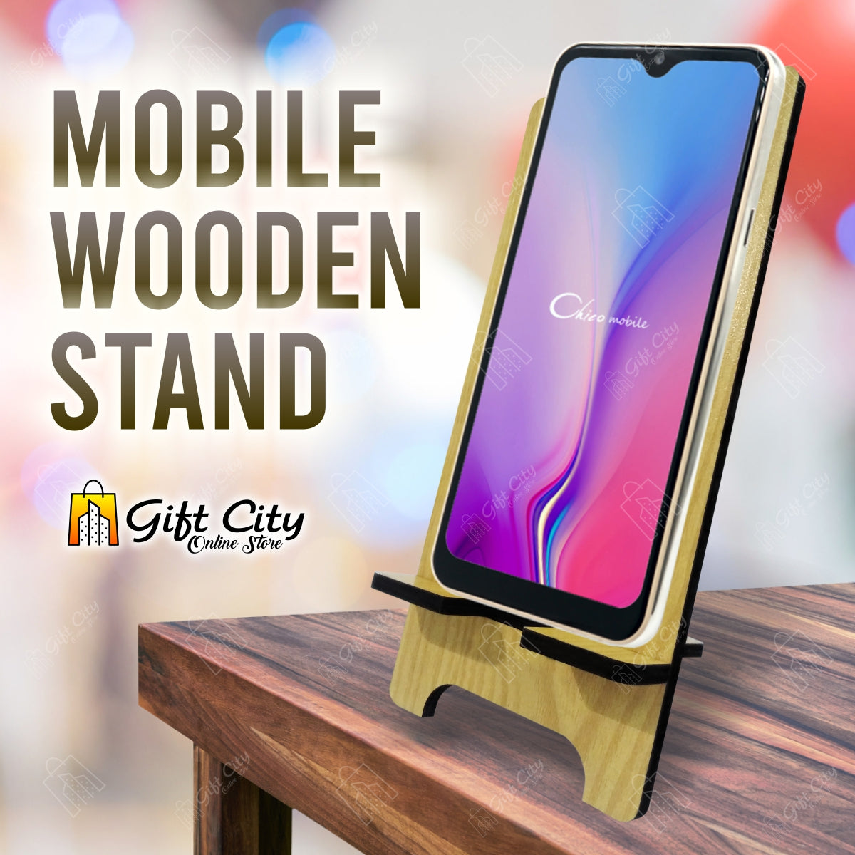 Wooden Mobile Stand for all Mobiles - Gift City