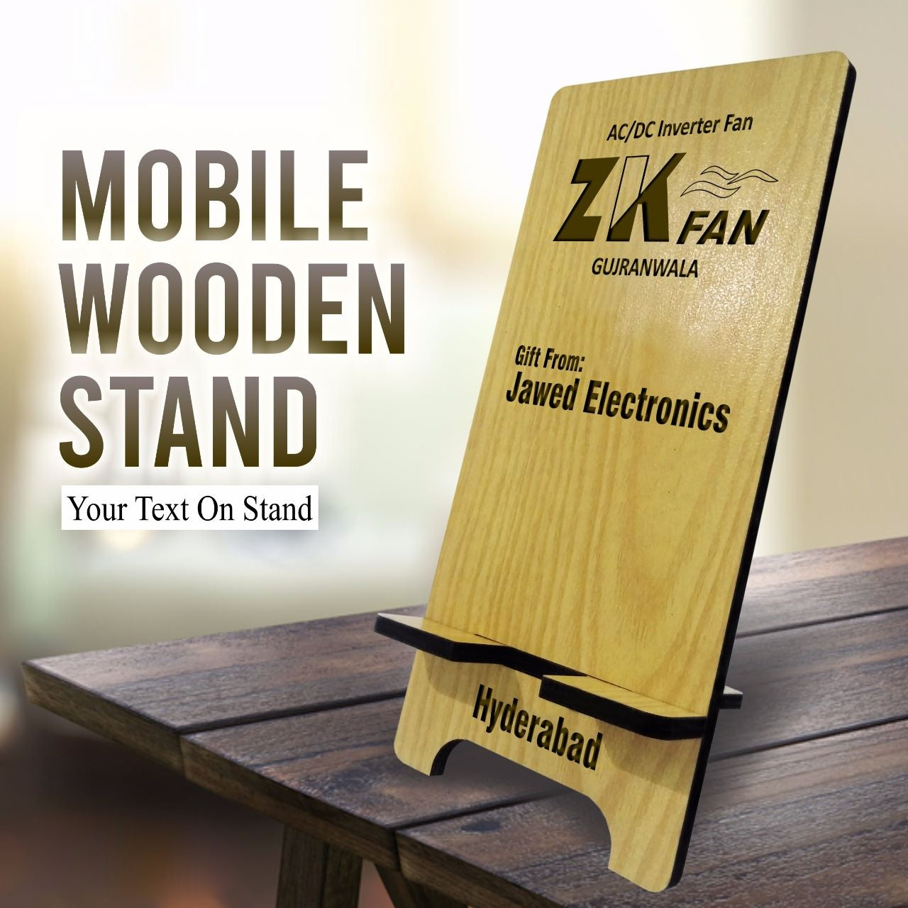 Customizable Wooden Mobile Stand for all Mobiles - Gift City