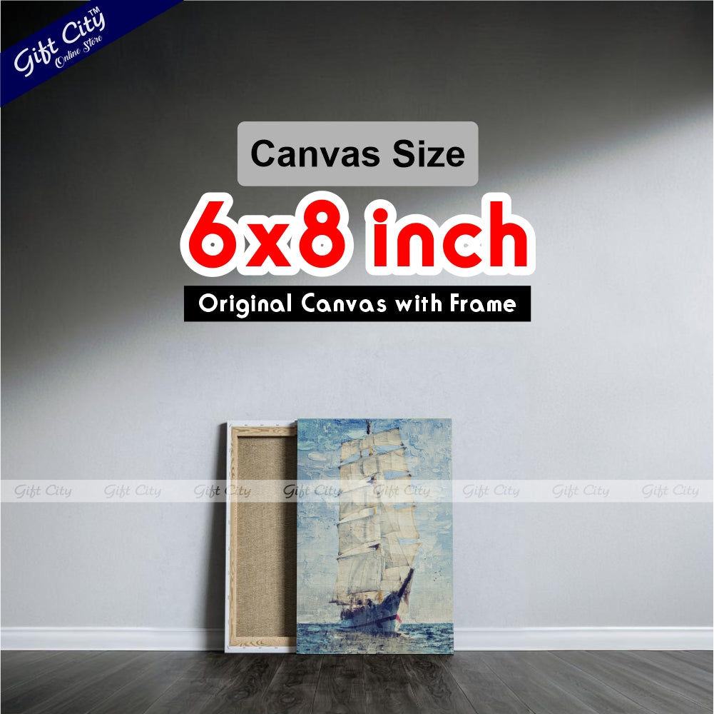 Yacht In Blue Ocean Palette Knife Art Canvas Painting Digital Art for Home Décor Wall Hanging - Gift City