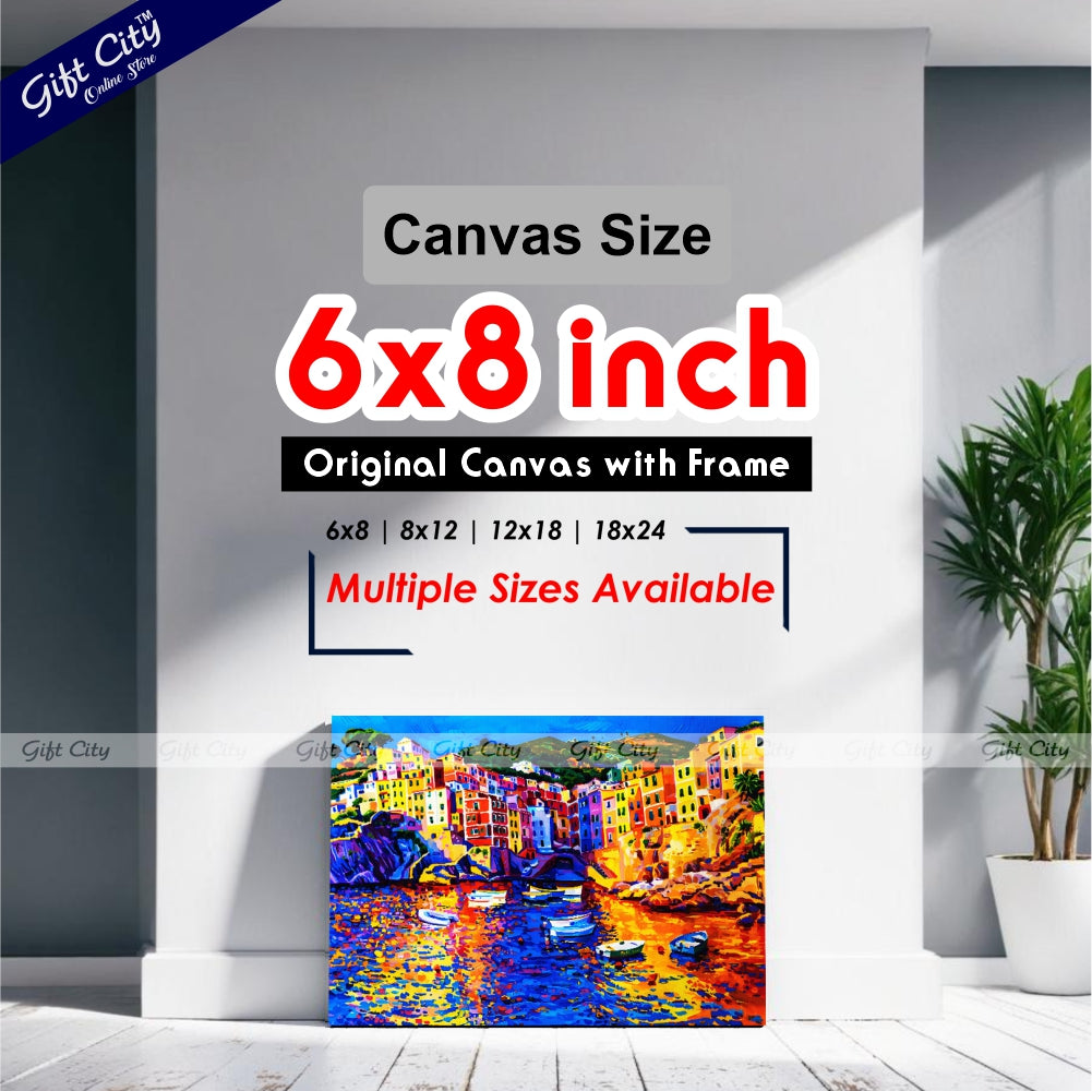 Gift City Presents vibrant seascape captured in modern art on Canvas, Experience the beauty of the Amalfi Coast with this original oil painting Canvas, perfect for your wall decor Wall Hanging