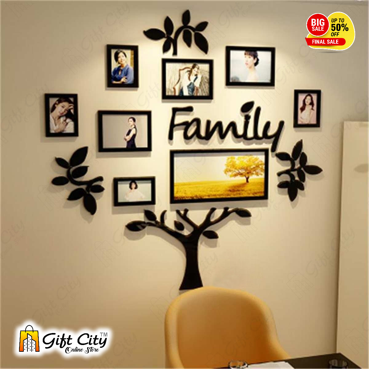 Family Tree With Photo Frame Modern Wall Art