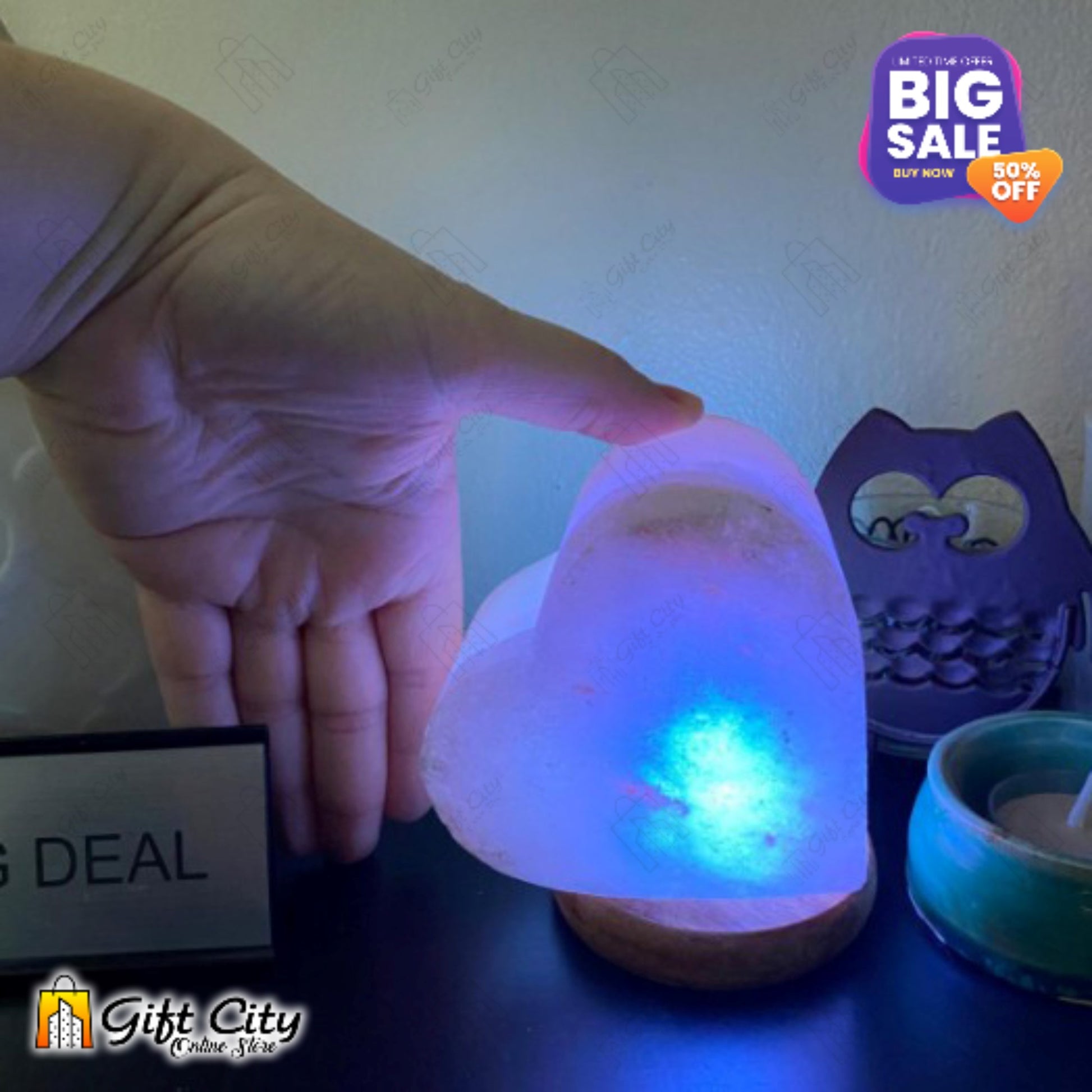 Heart Shape 7 Color Changing Crafted Salt Lamp
