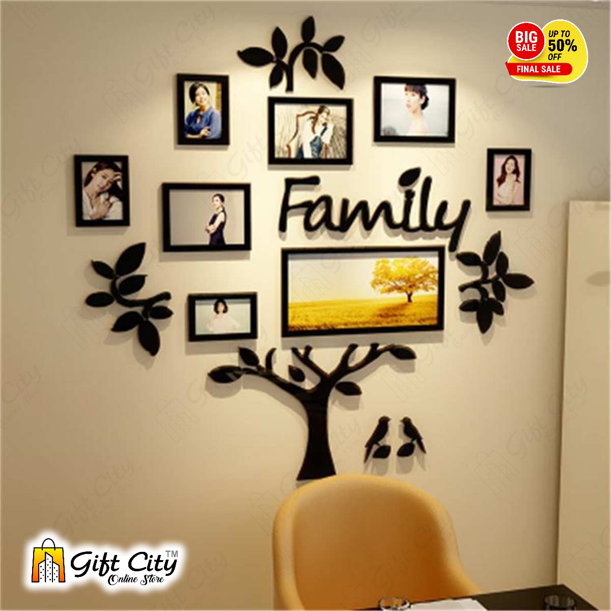 Family Tree With Photo Frame Modern Wall Art